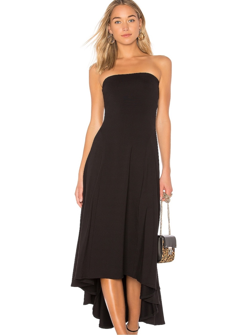 Susana Monaco Strapless High Low Long Black Dress
